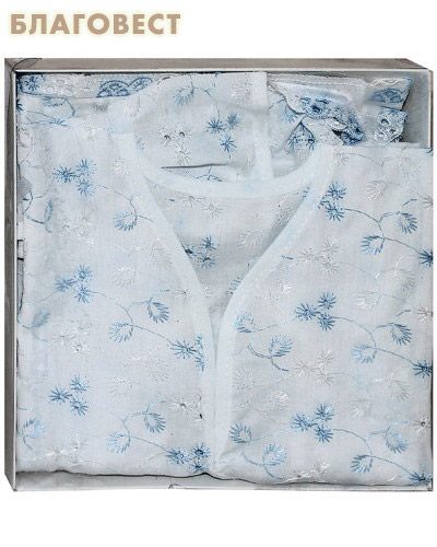 Крестильный набор «Нежный» (рубашка, пеленка-уголок). Возраст 0-6 месяцев. Ткань вышитая х/б (  -  )
