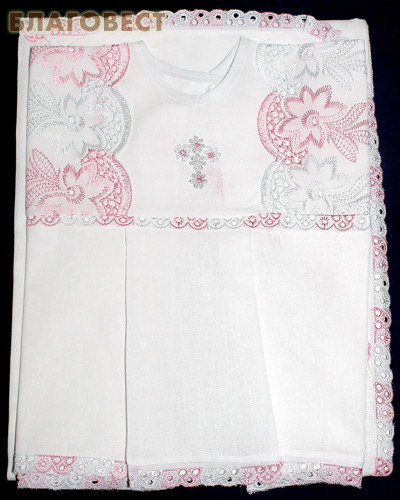 Крестильный набор (платье, пеленка-уголок). Возраст 0-6 месяцев. Ткань х\б, шитье (  -  )