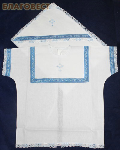 Крестильный набор «Богатырь» (рубашка, пеленка-уголок). Возраст 0-6 месяцев. Ткань х\б, тесьма, парча (  -  )
