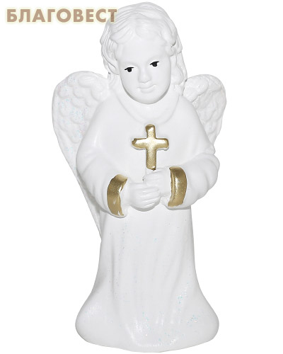 Ангел с крестом (с блестками, гипс)