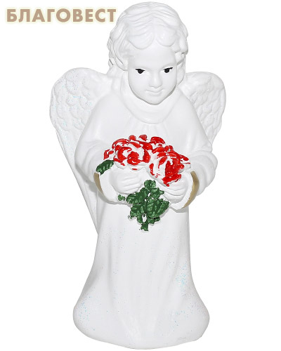 Ангел с цветами (с блестками, гипс)