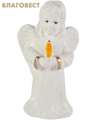 Ангел со свечой (с блестками, гипс)