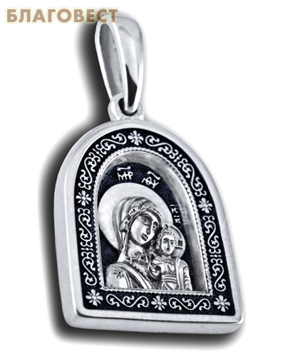Икона двухсторонняя Пресвятая Богородица Казанская, серебро с чернью