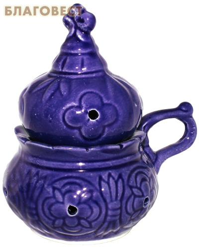 Кадильница настольная, цвет синий, керамика