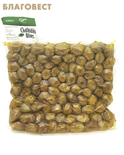 Оливки Халкидики (зеленые) L с косточкой (вакуумная упаковака, 1кг)