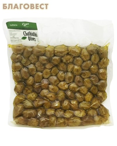 Оливки Халкидики (зеленые) XL с косточкой (вакуумная упаковака, 1кг)