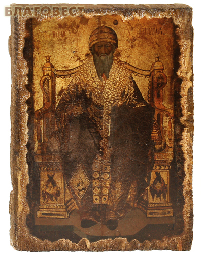 Икона под старину Святитель Спиридон Тримифунтский, размер 14,5х20см, дерево