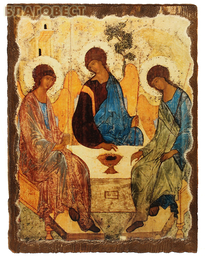 Икона под старину Святая Троица, размер 30х40см, дерево
