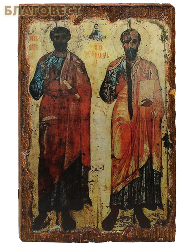 Икона под старину Апостолы Петр и Павел, размер 20х30см, дерево