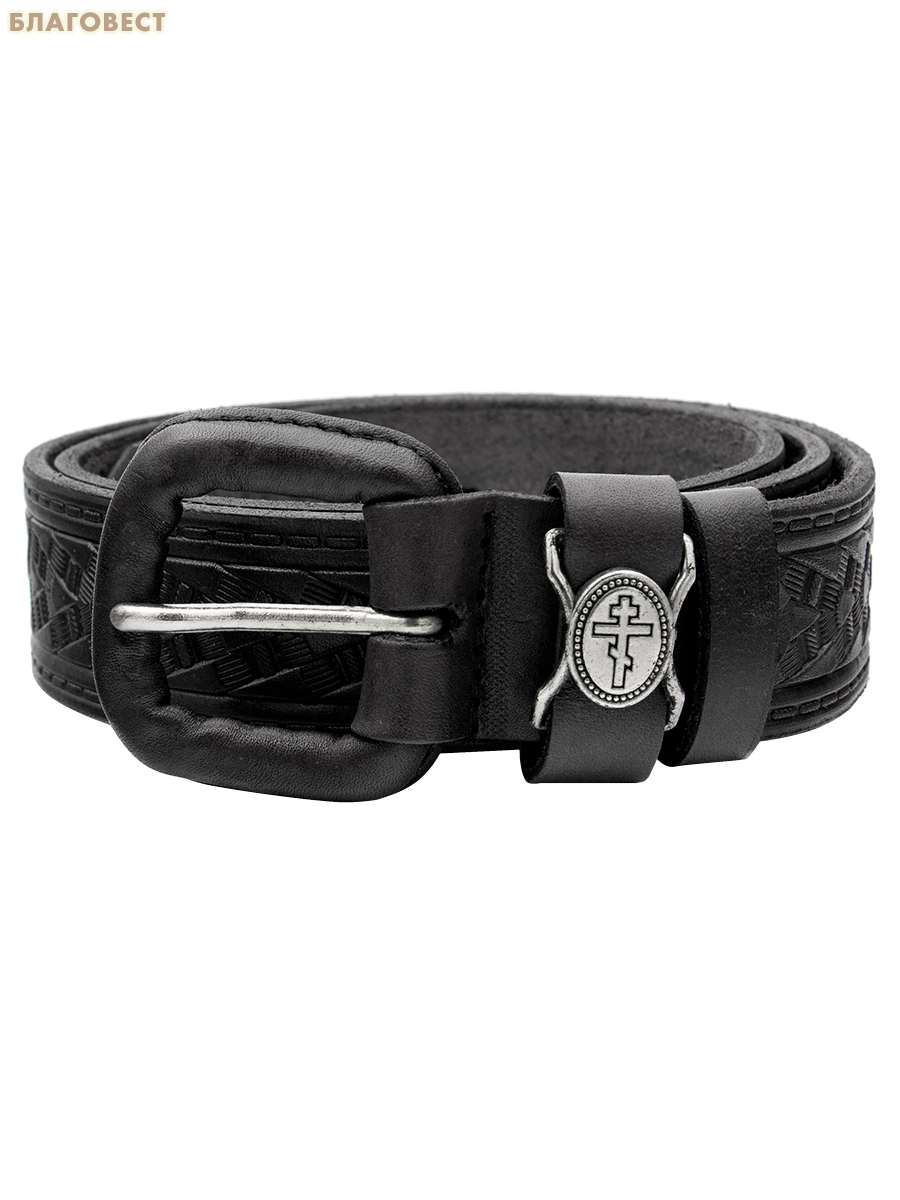 Ремень мужской, тиснение молитвы внутри. Натуральная кожа. Длина изделия 114см, ширина 3,5см