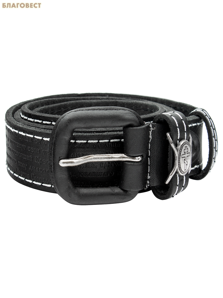 Ремень мужской, тиснение молитвы снаружи. Натуральная кожа. Длина изделия 135см, ширина 3,5см