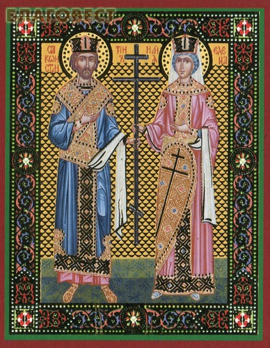 Икона Великие равноапостольные император Константин и царица Елена