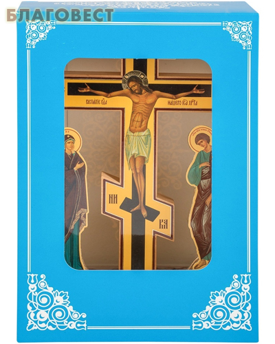 Крест Голгофа с предстоящими, цветной (высота креста 190мм)