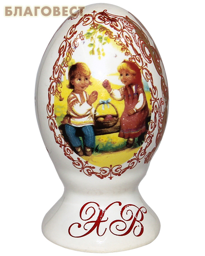 Пасхальное яйцо с ликом Святителя Николая Чудотворца, высота 7см, фарфор