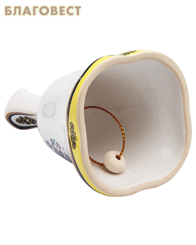 Рождественский колокольчик с ручкой, высота 9см, керамика