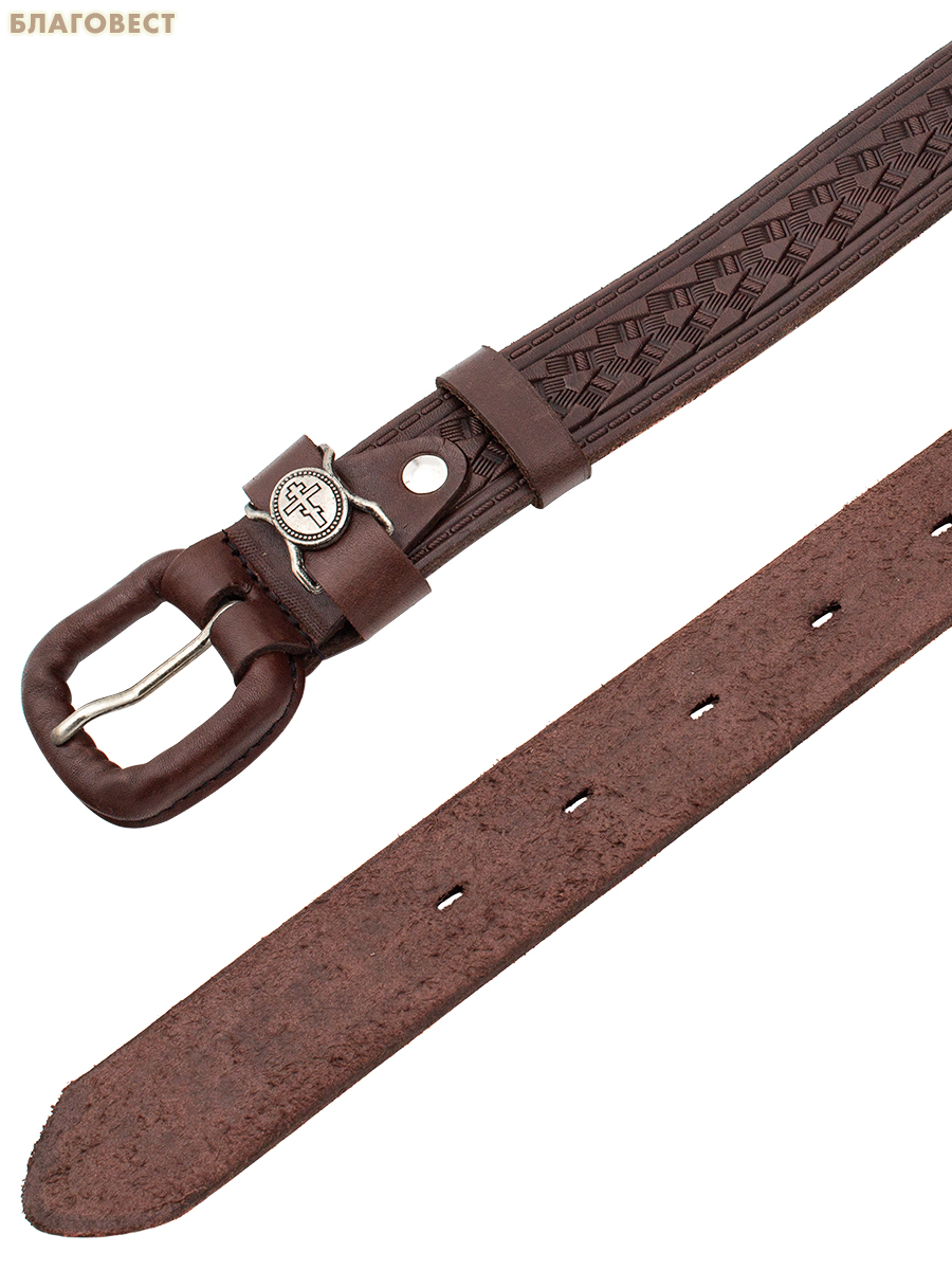 Ремень мужской, тиснение молитвы внутри. Натуральная кожа. Длина изделия 109см, ширина 3,5см