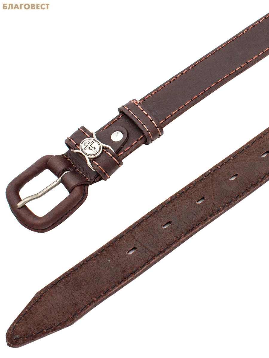 Ремень мужской, тиснение молитвы снаружи. Натуральная кожа. Длина изделия 117см, ширина 3,5см