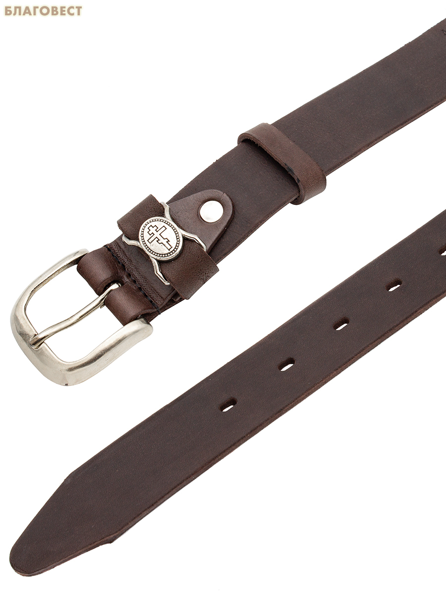 Ремень мужской, тиснение молитвы снаружи. Натуральная кожа. Длина изделия 126см, ширина 3,5см