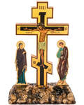 Крест Голгофа с предстоящими, цветной (высота креста 190мм)