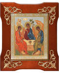 Икона Святая Троица, рамка завиток, стекло