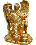Подсвечник из металла "Ангел с Крестом" коленопреклоненный для свечи диаметром 0,5-0,8см