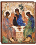 Икона "Святая Троица" на деревянной основе