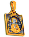Икона двухсторонняя Святая блаженная Матрона Московская, серебро с чернью и позолотой 5 мкр. Au 999
