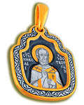 Икона двухсторонняя Святитель Николай Чудотворец, серебро с чернью и позолотой 5 мкр. Au 999