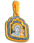 Икона двухсторонняя Пресвятая Богородица Казанская, серебро с чернью и позолотой 5 мкр. Au 999