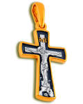 Крест двухсторонний, серебро с чернью и позолотой 5 мкр. Au 999