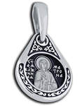 Икона двухсторонняя Святая блаженная Матрона Московская, серебро с чернью (капелька, средняя)