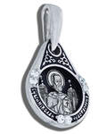 Икона двухсторонняя Святитель Николай Чудотворец, серебро с чернью, вставка из 6 бесцветных фианитов (капелька, средняя)