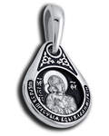 Икона двухсторонняя Пресвятая Богородица Владимирская, серебро с чернью (капелька, средняя)