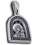 Икона двухсторонняя Пресвятая Богородица Казанская, серебро с чернью