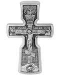 Крест нательный "Распятие с предстоящими - Святой Николай Чудотворец", серебро с чернью (Ag 925)