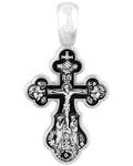 Крест нательный "Распятие - Валаамская икона Божией Матери", серебро с чернью (Ag 925)