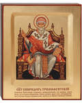 Икона ручной работы "Святитель Спиридон Тримифунтский". Поталь (позолота)