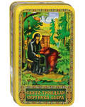 Шкатулка подарочная "Сергий Радонежский и медведь". Цейлонский чёрный крупнолистовой чай, ж/б, 60г