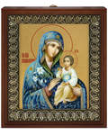 Икона Пресвятая Богородица "Неувядаемый Цвет", размер 13*16см, золочение поталью