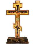 Крест восьмиконечный с частицей земли из града Иерусалима, на подставке