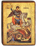 Икона Святой великомученик Георгий Победоносец, размер 18,5х25см, дерево, левкас, лак, патина