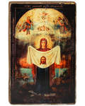 Икона Торжество Пресвятой Богородицы (Порт-Артурская), размер 19х29,5см, дерево, левкас, лак, патина