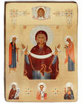 Икона Покров Пресвятой Богородицы, размер 21,5х29,5см, с ковчегом, дерево, левкас, лак, патина