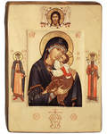 Икона Пресвятая Богородица "Владимирская", размер 21,5х29,5см, с ковчегом, дерево, левкас, лак, патина