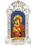 Киот с образом Владимирской Божией Матери, фарфор, крепление на 2 свечи