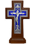 Крест гальванический на подставке из ясеня, двухсторонний, серебрение