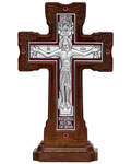 Крест гальванический на подставке из ясеня, серебрение, стразы, эмаль