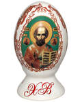 Пасхальное яйцо с ликом Святителя Николая Чудотворца, высота 7см, фарфор