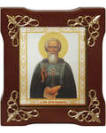 Икона Преподобный Сергий Радонежский, рамка завиток, стекло