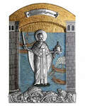 Икона настольная Святитель Николай Чудотворец, бук, латунь, серебрение, поталь